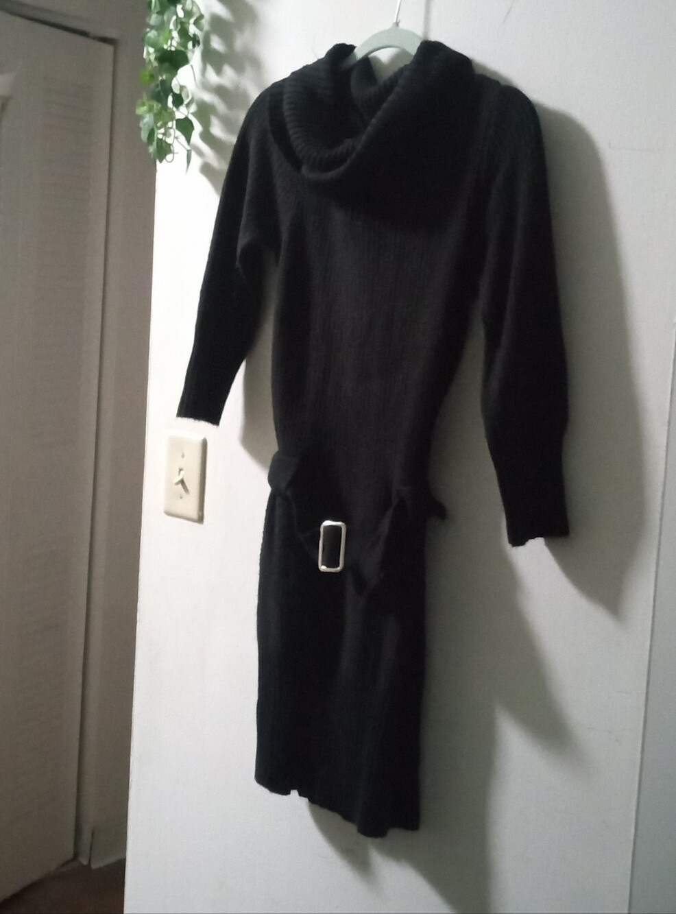 Charlotte Russe Black Cowl Neck Sweater Dress with Belt